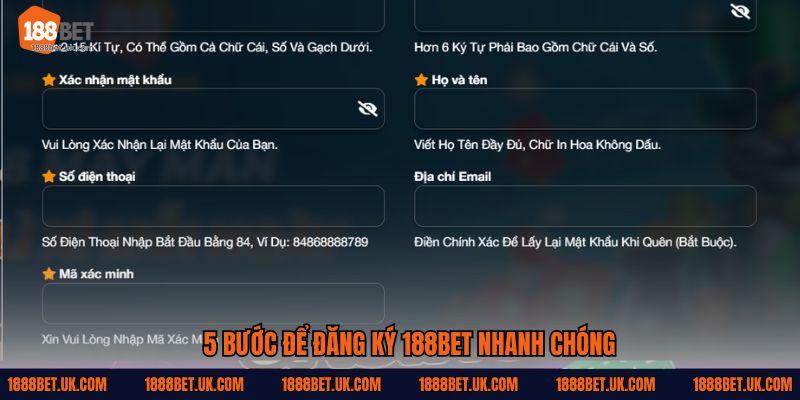 5 bước để đăng ký 188Bet nhanh chóng